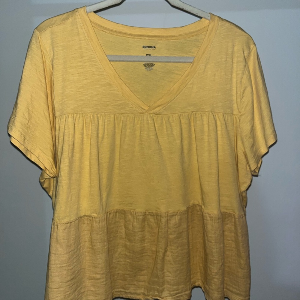 Sonoma Yellow Short Sleeve Blouse Relaxed Fit